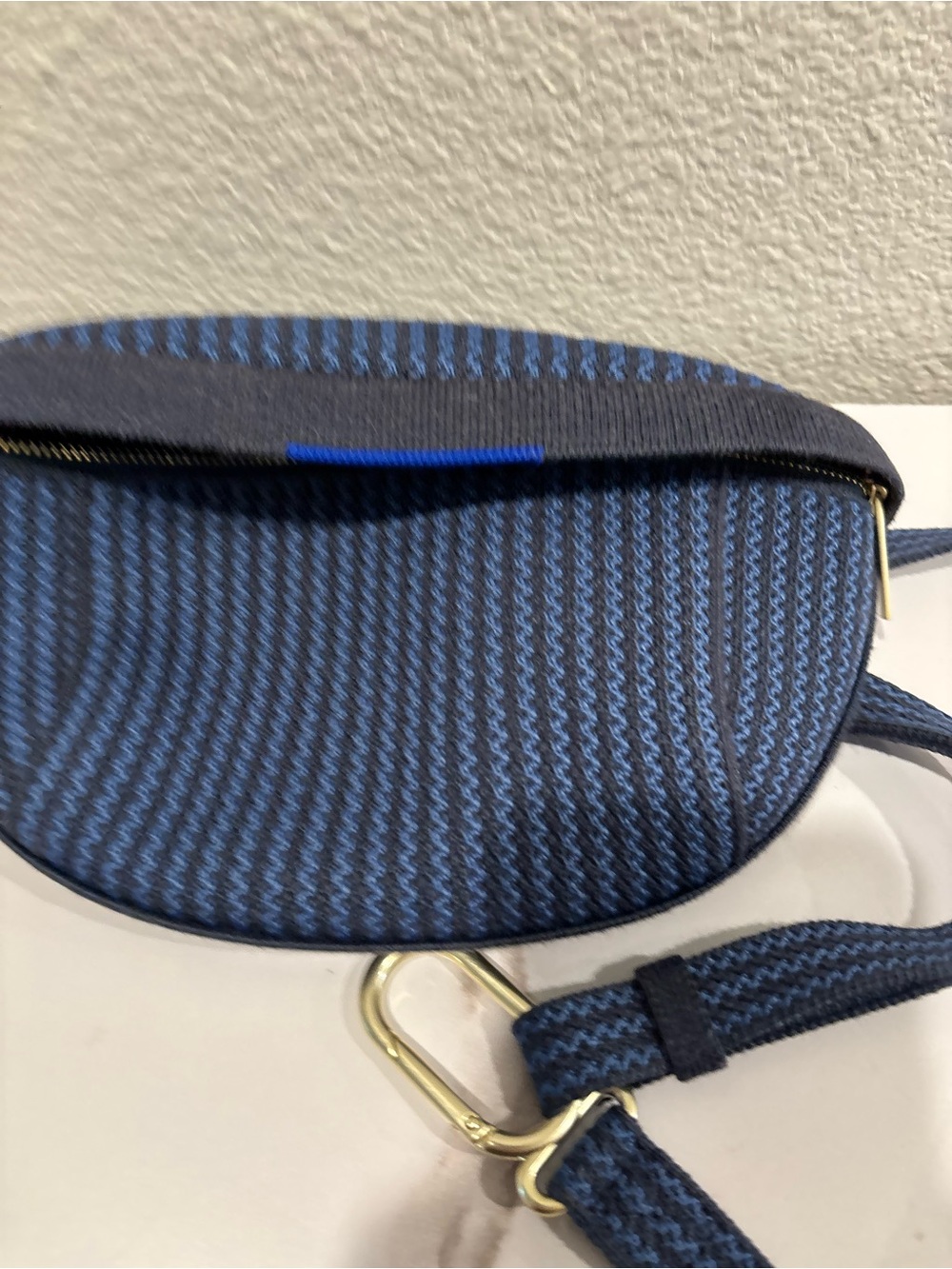 Rothy's Navy and Royal Blue Woven Mini Crossbody Belt Bag - Picture 6 of 9